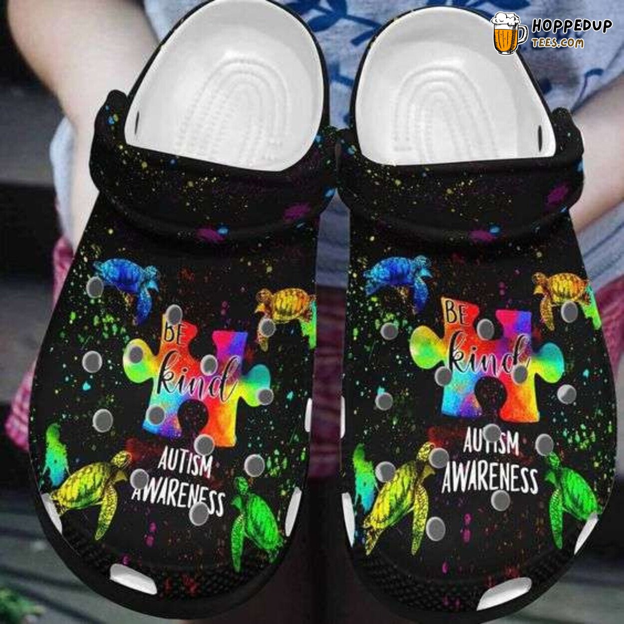 Autism Awareness Day Puzzle Turtles Be Kind Theme Clog Shoes Unique