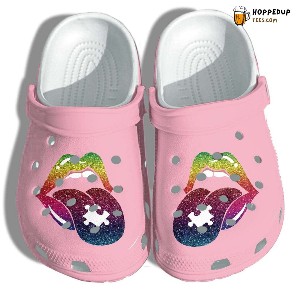 Autism Awareness Day Sexy Lips Puzzle Piece Themed Clogs
