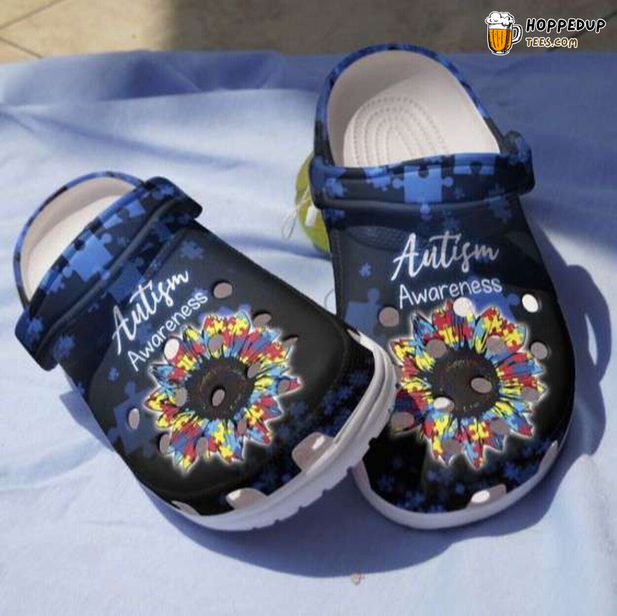 Autism Awareness Day Sunflower Puzzle Pieces Comfortable Clogs Shoes