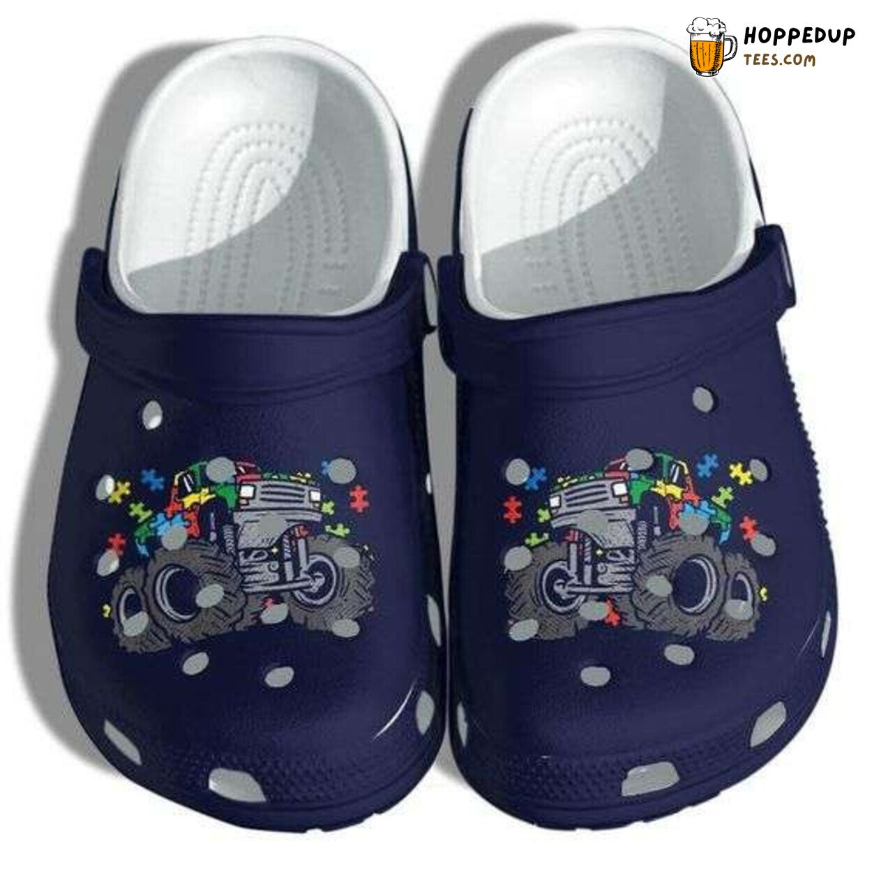 Autism Awareness Day Tractor Puzzle Pieces Theme Clog Shoes Unique Design