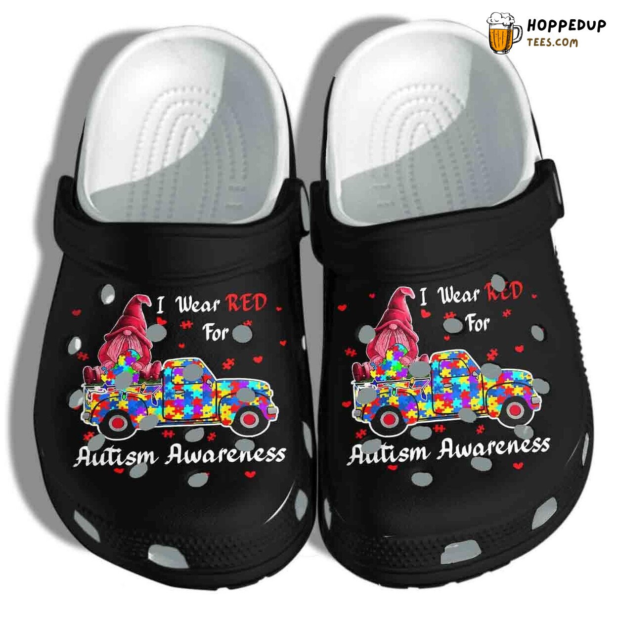 Autism Awareness Gnomie Wear Red Themed Comfortable Clog Shoes