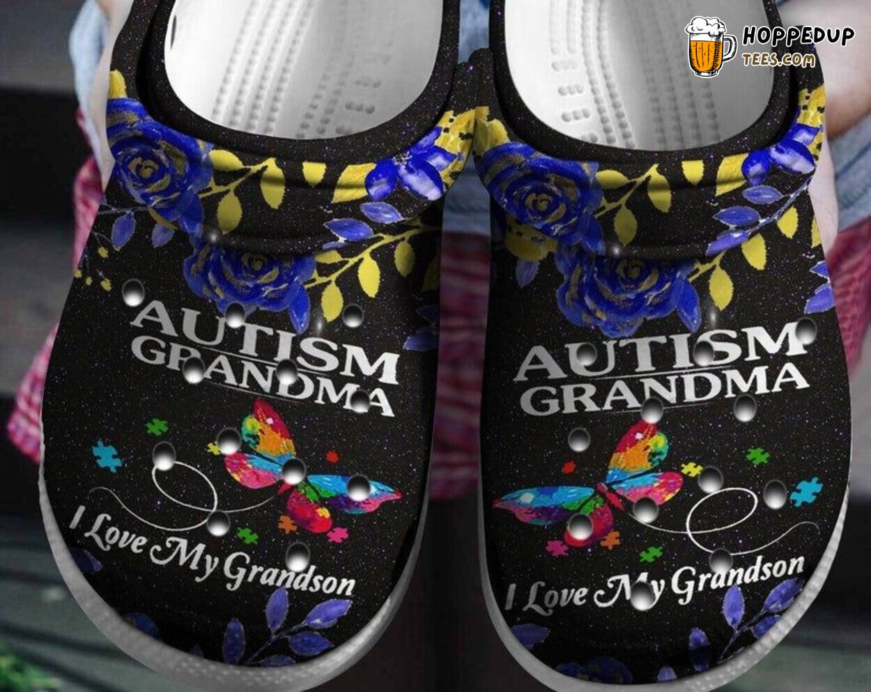 Autism Awareness Grandma Love Grandson Theme Clog Shoes Unique Heartfelt