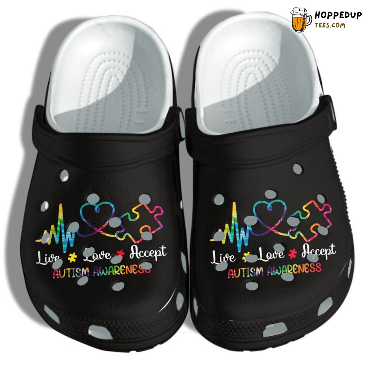 Autism Awareness Heartbeat Live Love Accept Theme Comfortable Clog Shoes
