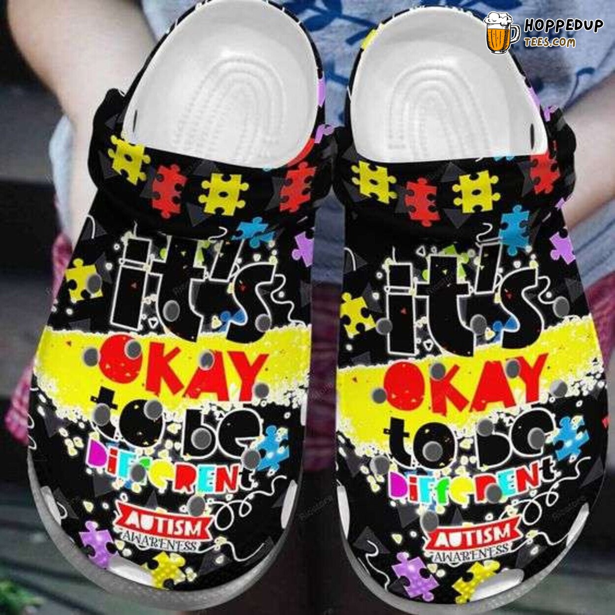 Autism Awareness Its Ok To Be Different Puzzle Pieces Theme Clogs