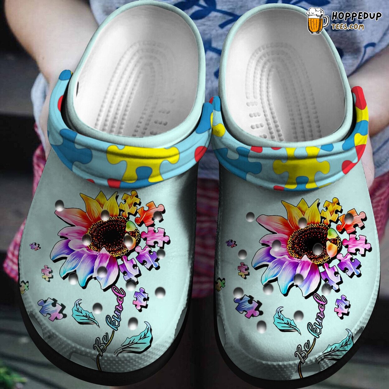 Autism Awareness Kind Sunflower Puzzle Theme Clog Shoes Unique Design
