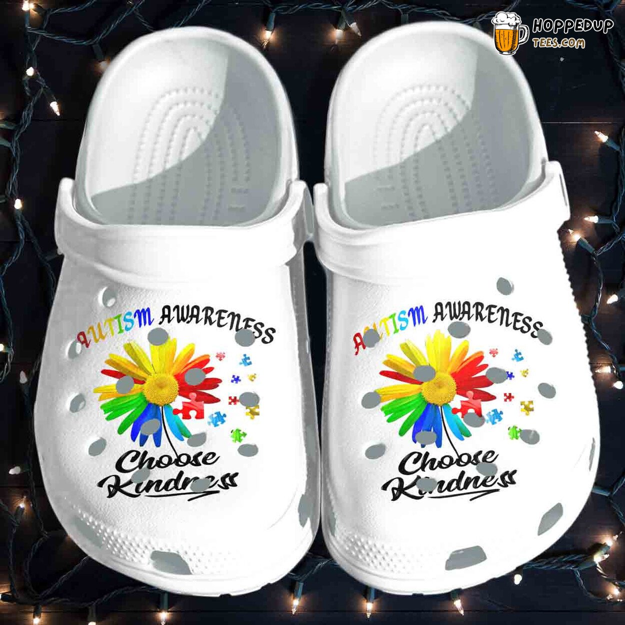 Autism Awareness Kindness Floral Message Comfort Wear Clog Shoes