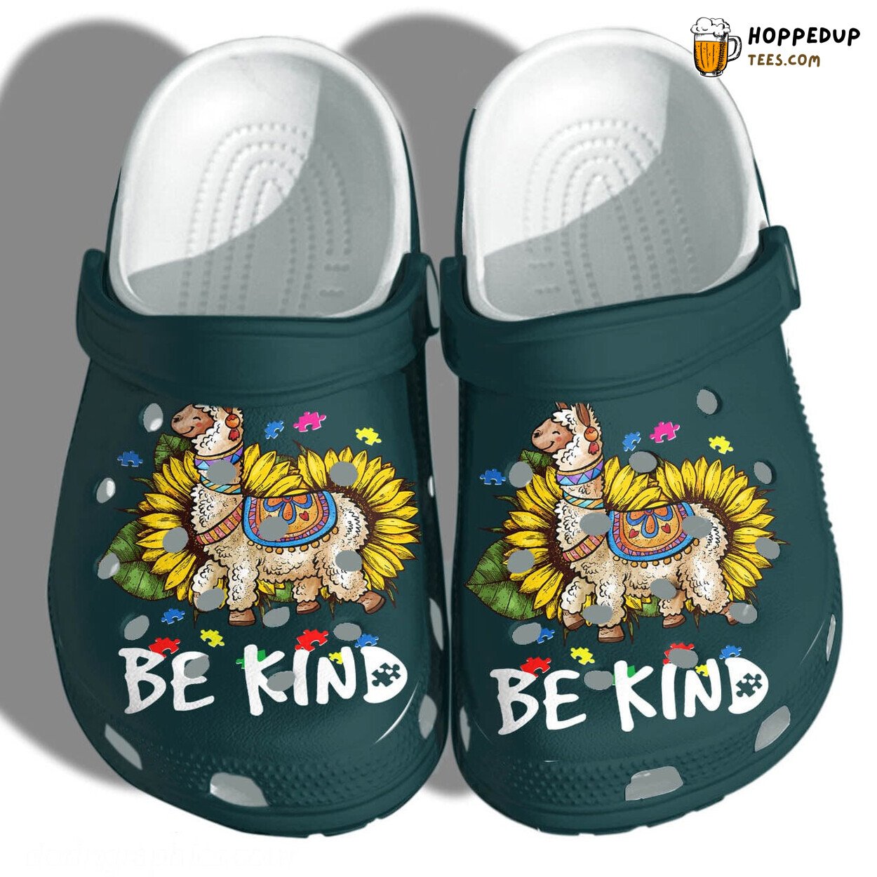 Autism Awareness Llama Sunflower Be Kind Themed Comfortable Clog Shoes