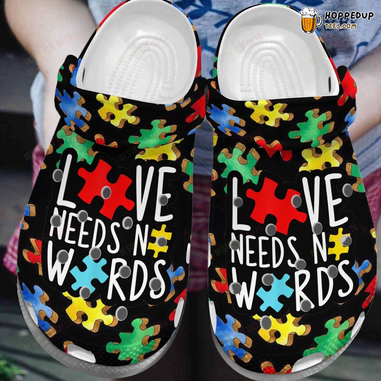 Autism Awareness Love Needs No Words Theme Comfortable Clogs Shoes