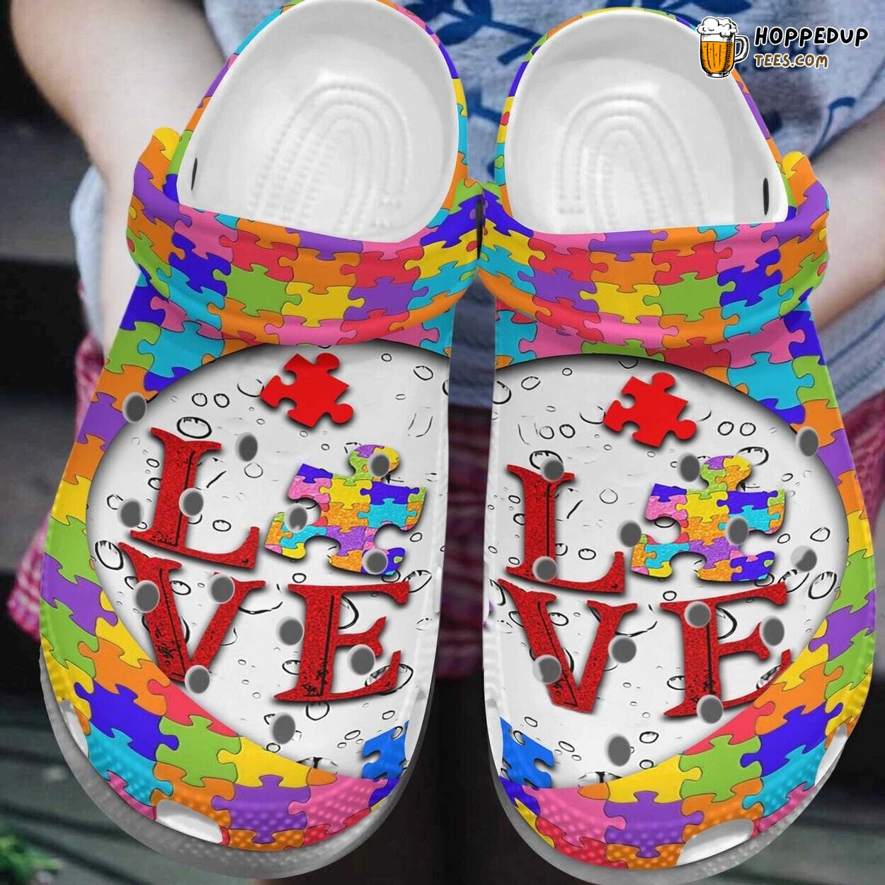 Autism Awareness Love Puzzle Themed Comfortable Clogs Artistic Design