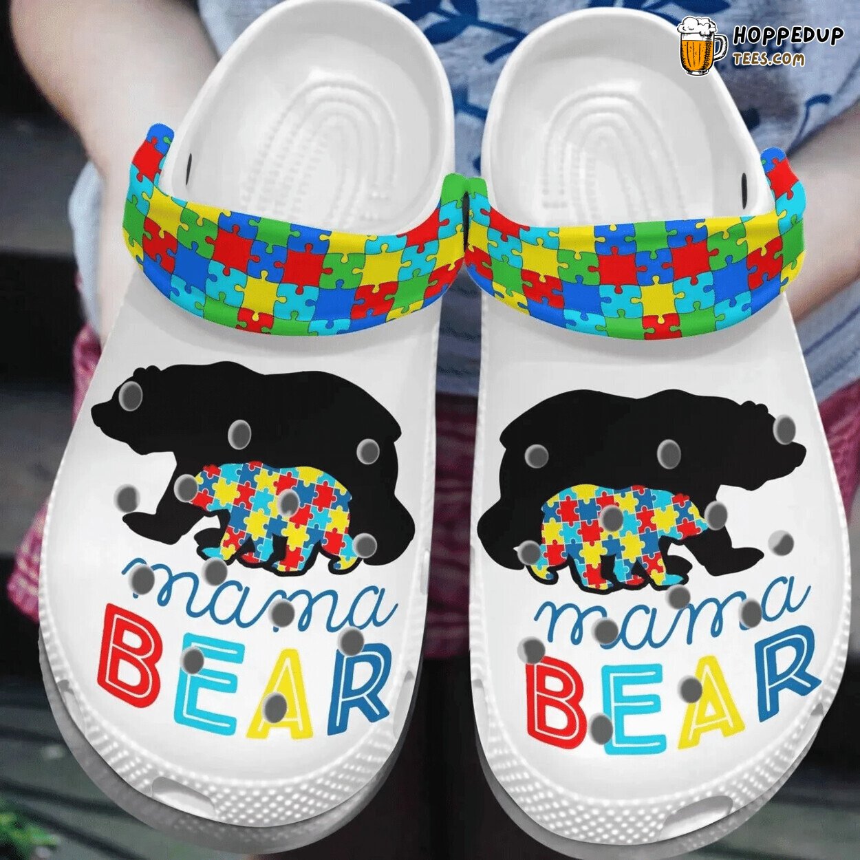 Autism Awareness Mama Bear Themed Comfortable Clog Shoes Unique Design