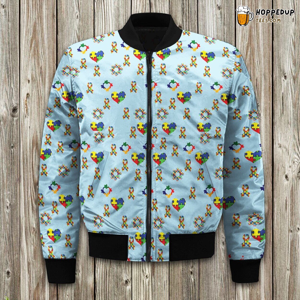 Autism Awareness On Blue Bomber Jacket