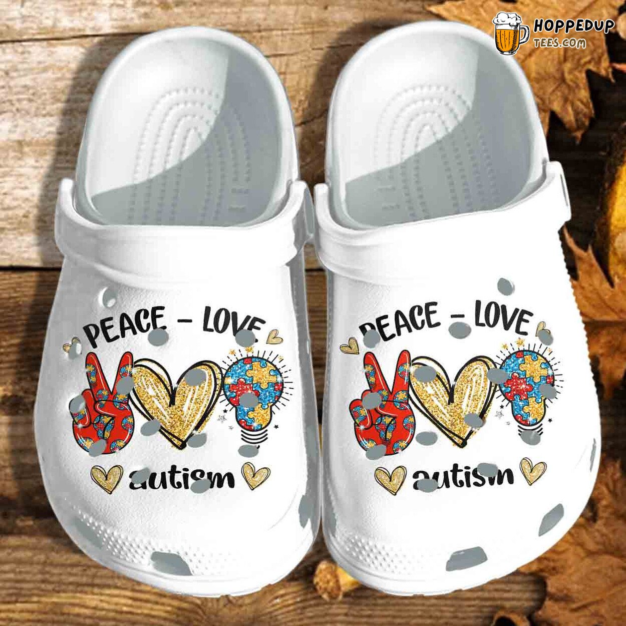 Autism Awareness Peace Love Autism Theme Comfortable Clog Shoes Unique