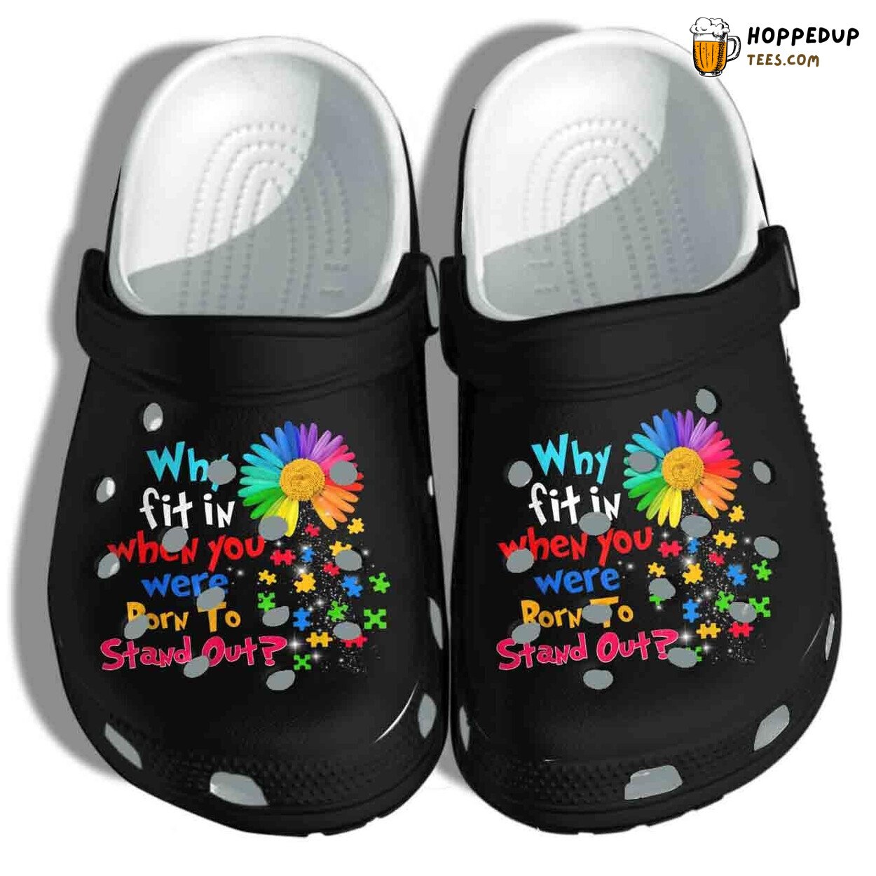 Autism Awareness Puzzle Flower Stand Out Theme Comfortable Clog Shoes