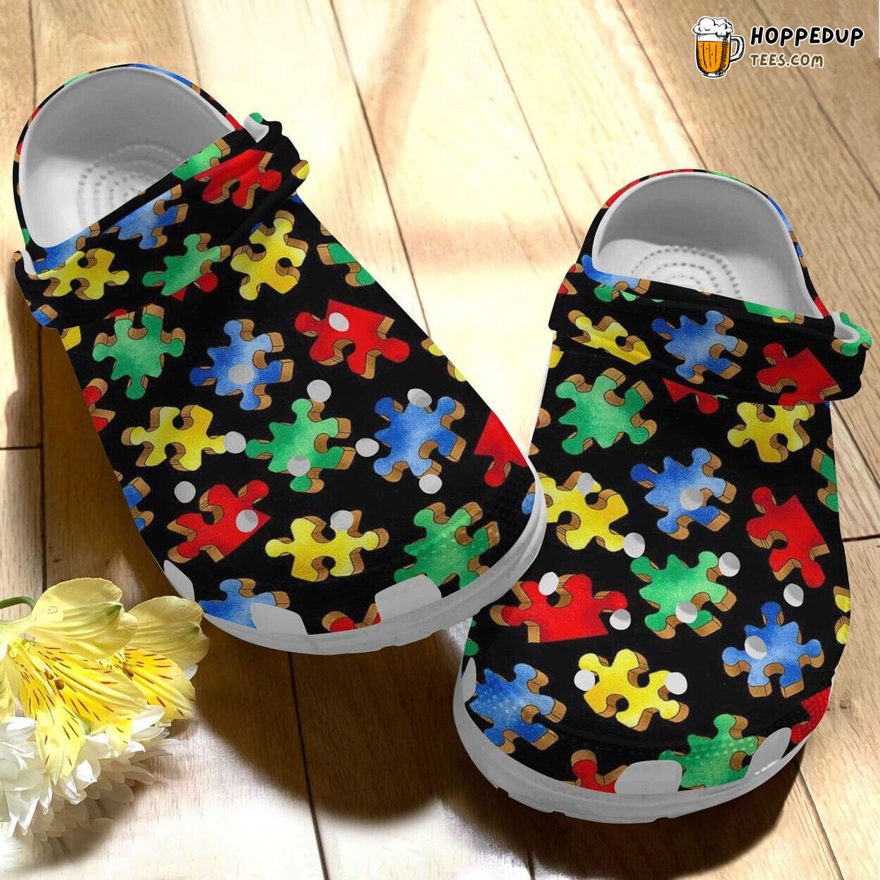 Autism Awareness Puzzle Themed Comfortable Clog Shoes Unique Educational Design
