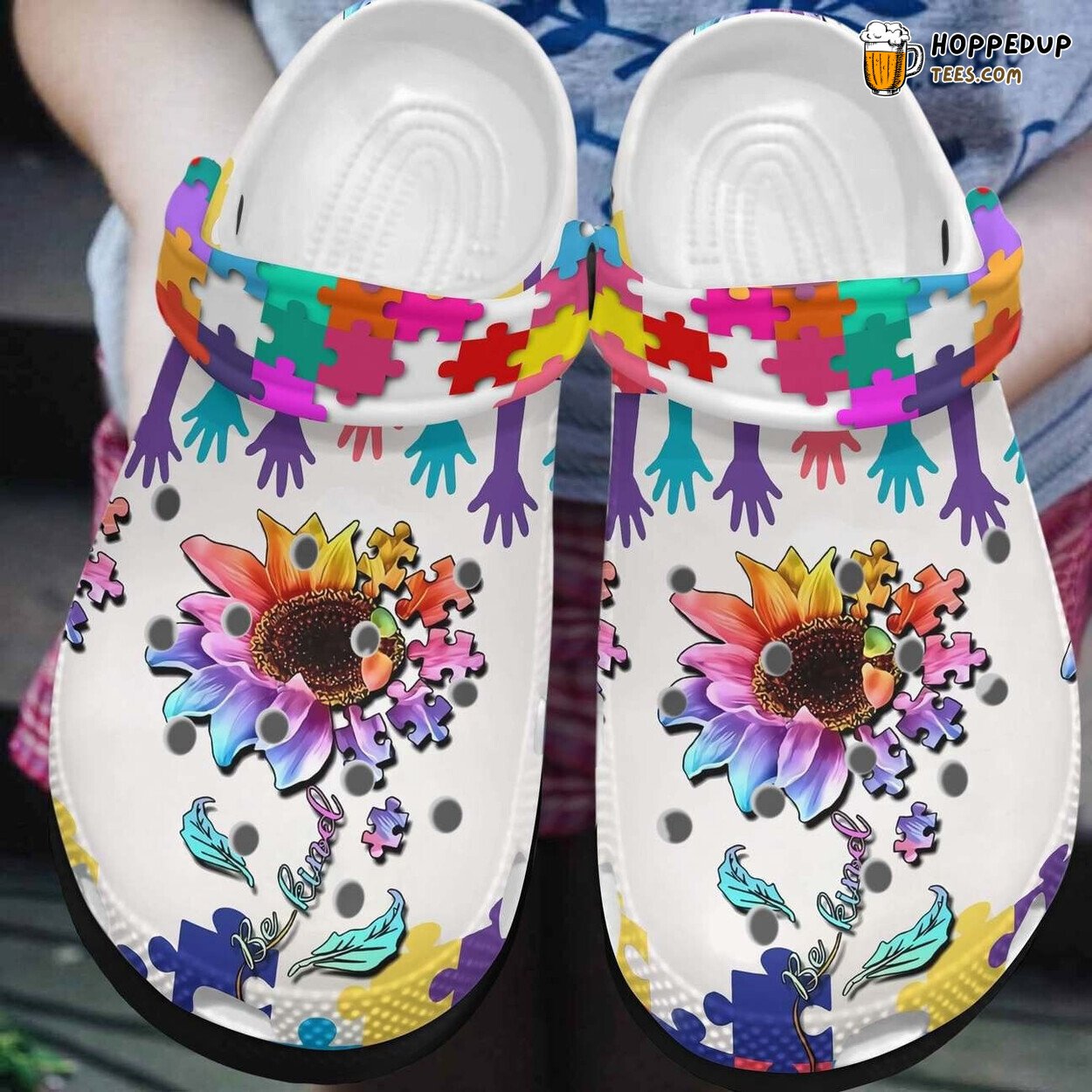 Autism Awareness Sunflower Be Kind Themed Comfort Clogs Shoes