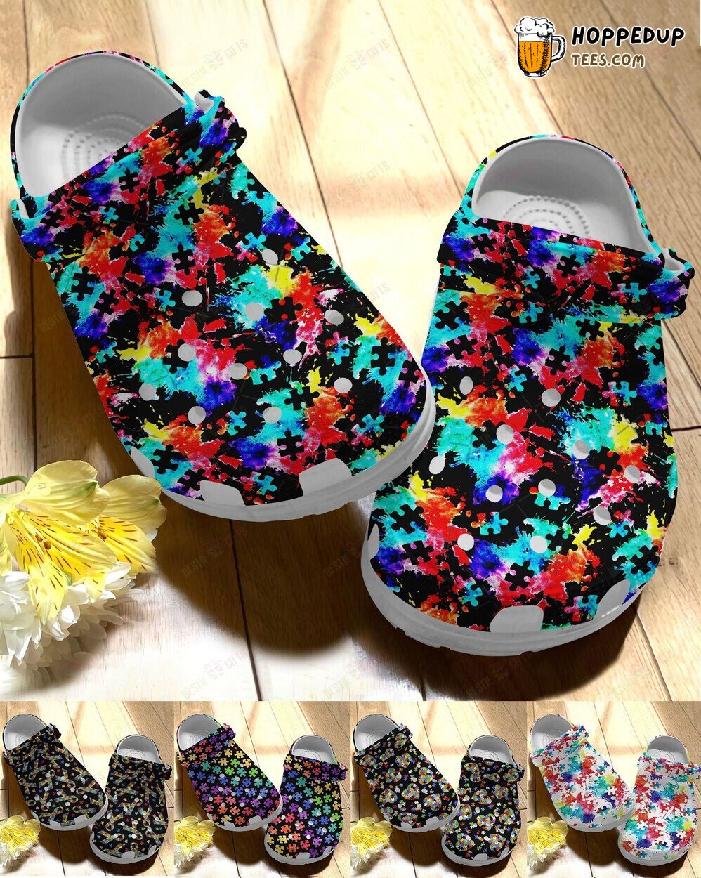 Autism Awareness Watercolor Themed Comfortable Unique Clogs Shoes