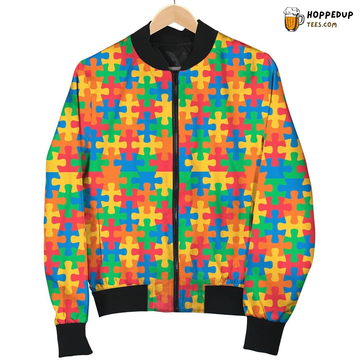 Autism Colorful Puzzle Pieces Bomber Jacket