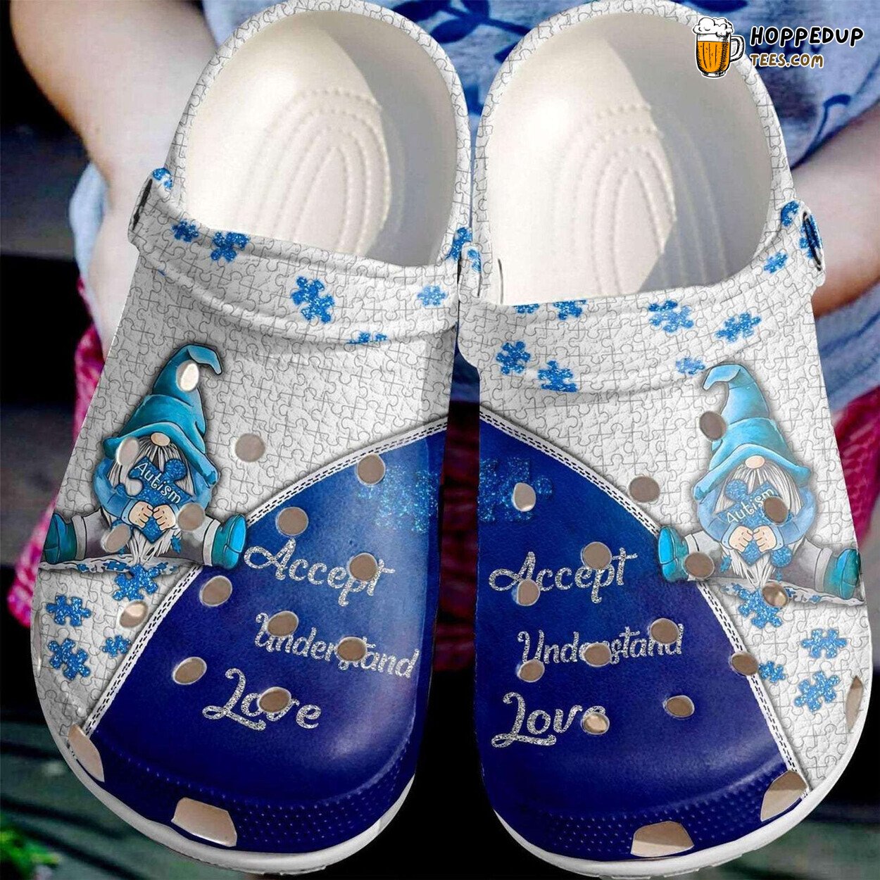 Autism Day Gnome Accept Understand Love Puzzle Pieces Themed Shoes