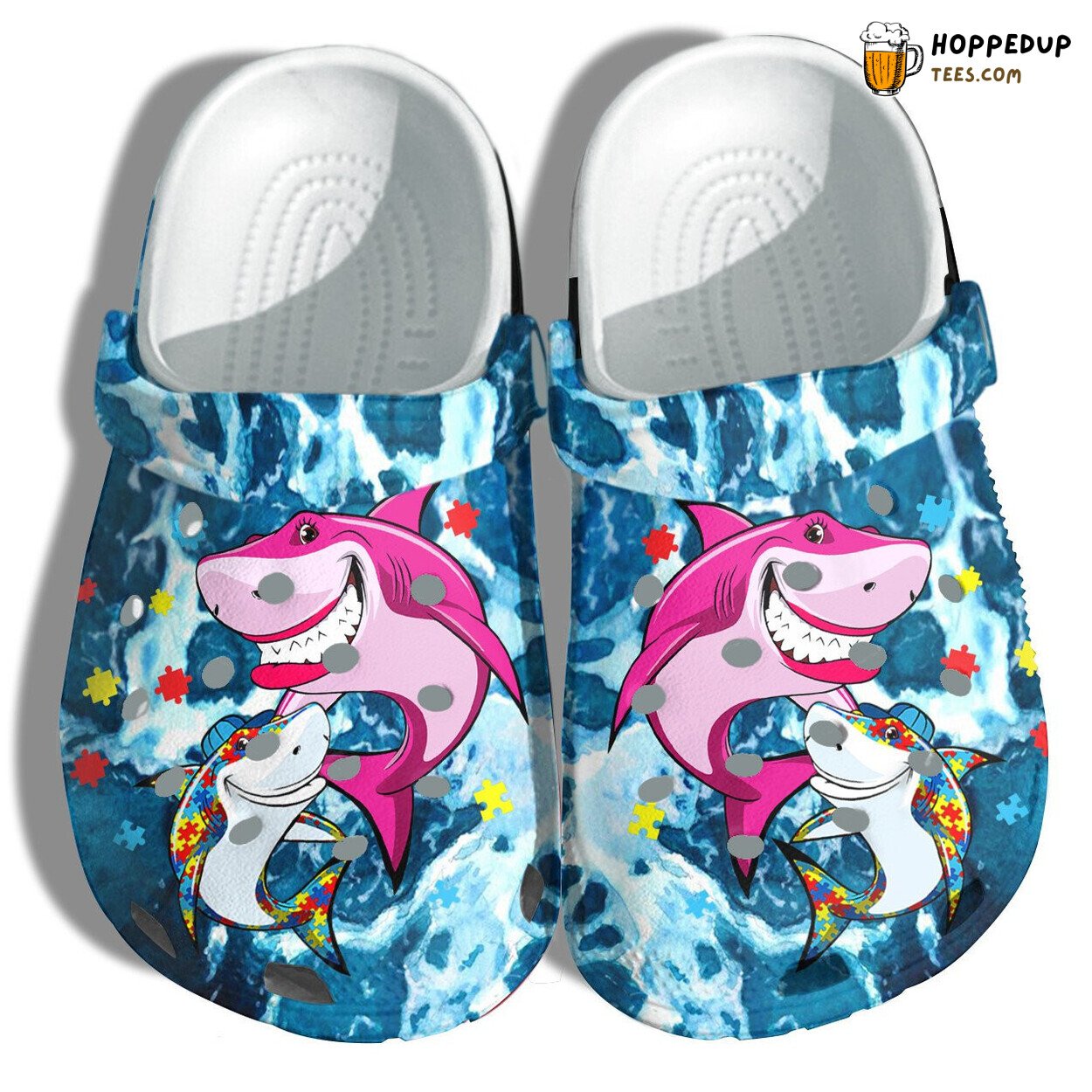 Autism Shark Mom Baby Beach Shoes Awareness Ocean Blue Themed Clogs
