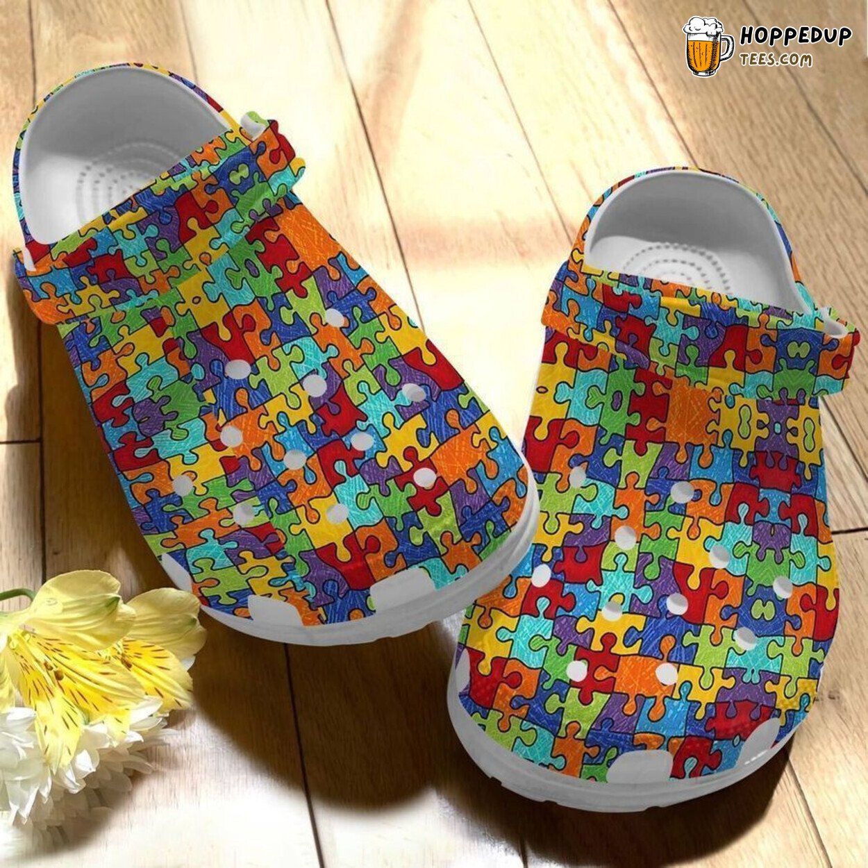 Autism Whitesole Pattern Theme Comfortable Clog Shoes Unique Educational Design