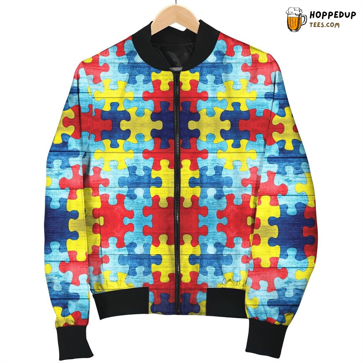 Autism Wooden Colors Bomber Jacket