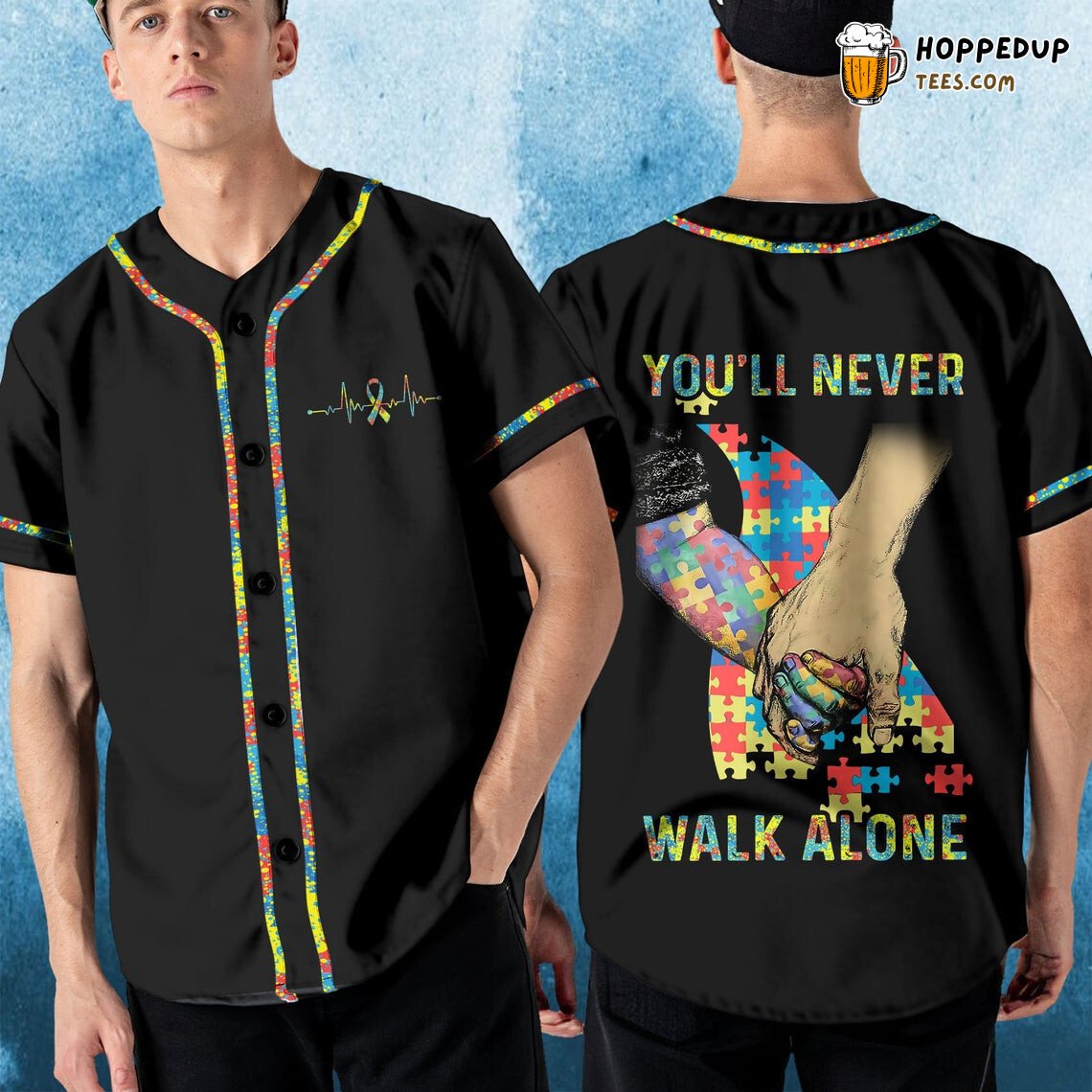 Autism You’ll Never Walk Alone Baseball Tee Jersey Shirts 3D Autism You’ll Never Walk Alone Baseball Tee Jersey Shirts 3D