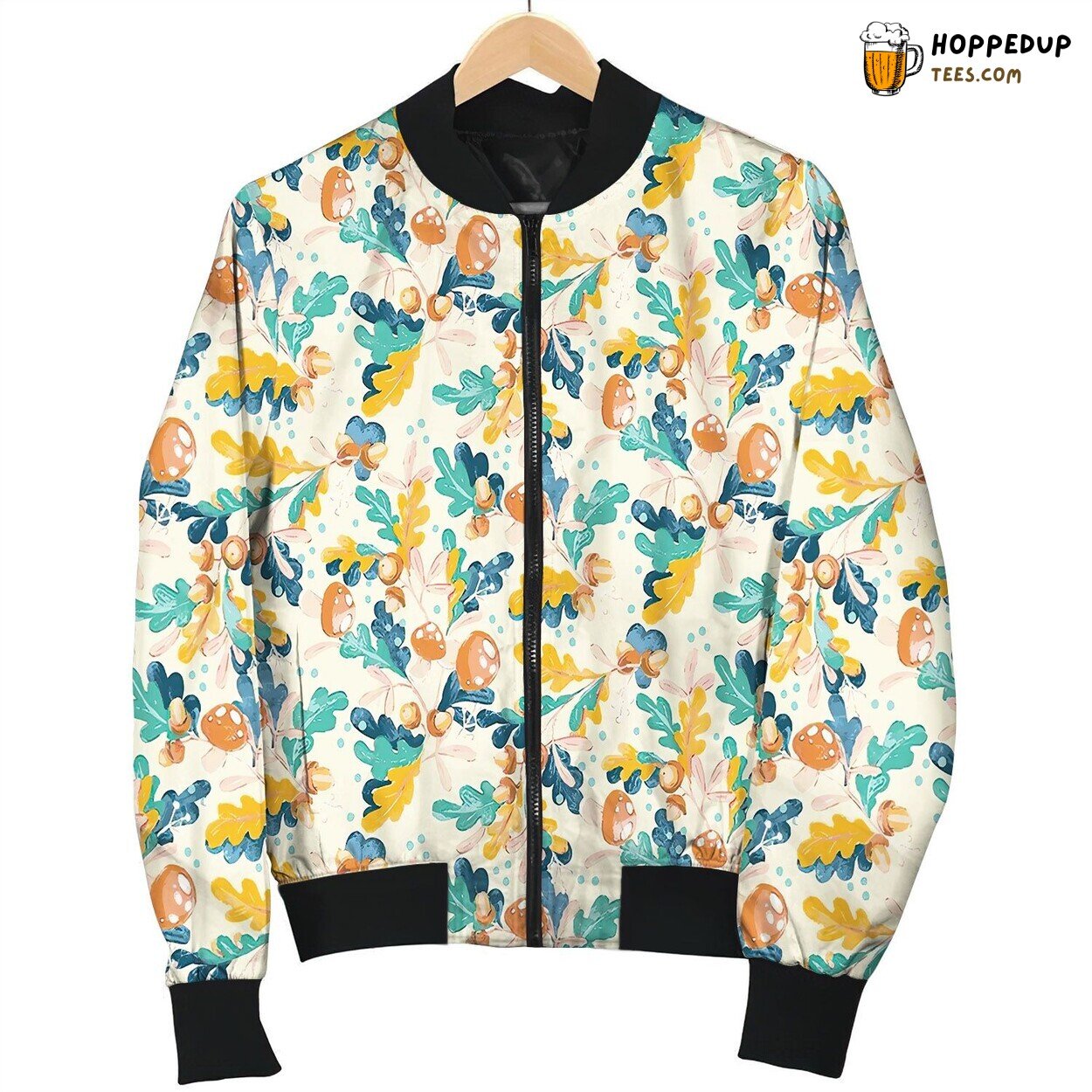 Autumn Acorns And Toadstools Late Sunset Hues Bomber Jacket