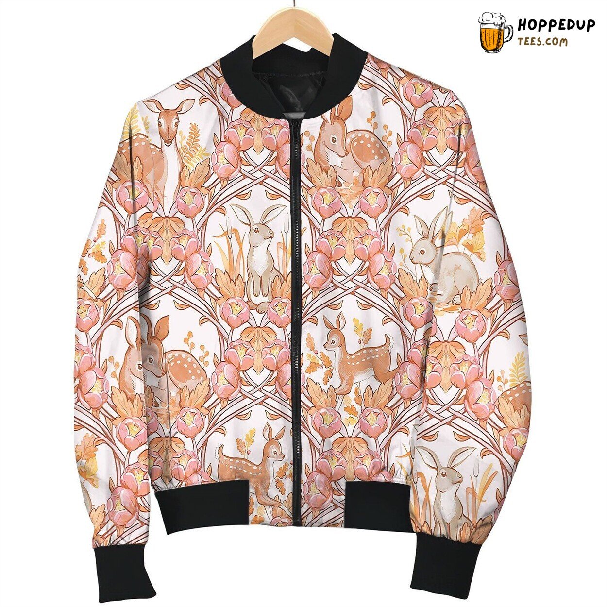 Autumn Animals Botanicals Trellis Bomber Jacket