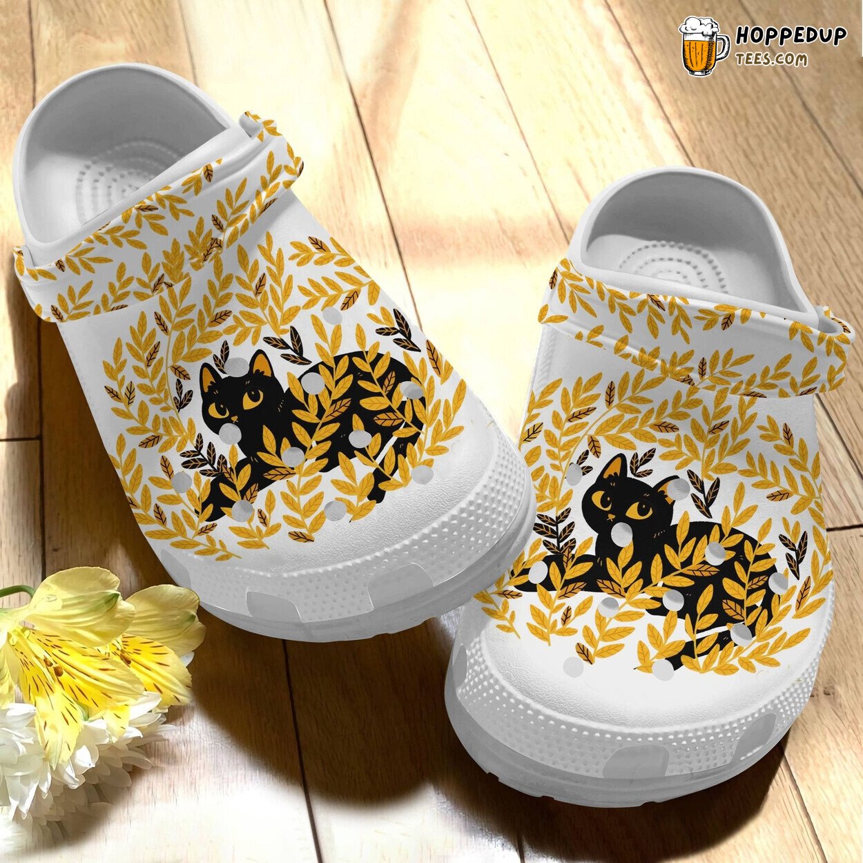 Autumn Black Cat Weeds Funny Animal Birthday Gift Clogs Shoes