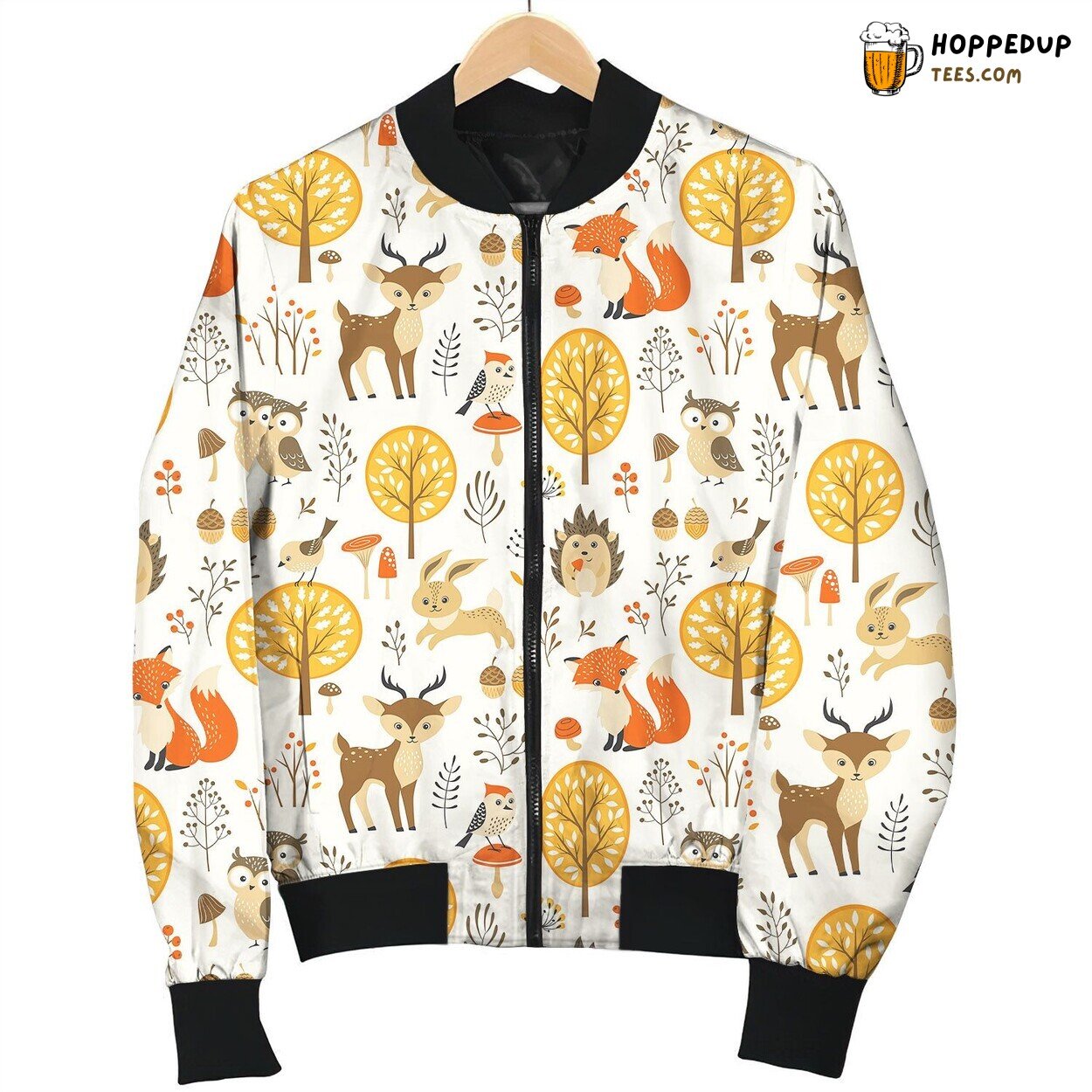 Autumn Cute Animals Bomber Jacket