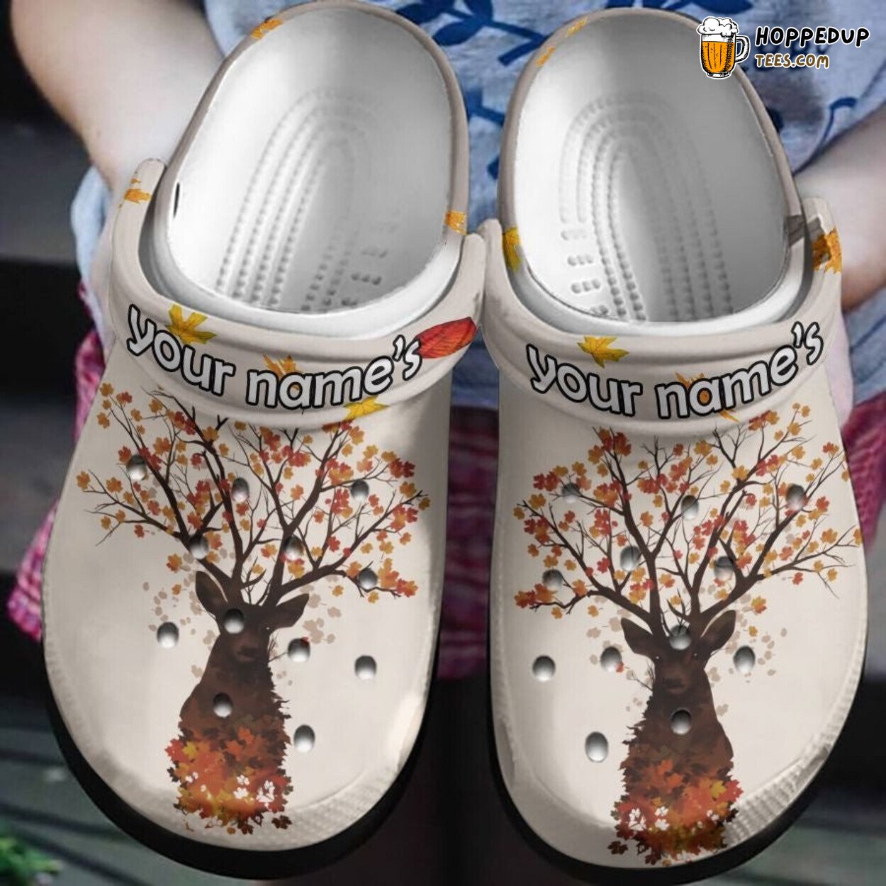 Autumn Deer Personalized Birthday Gift Comfortable Unique Clog Shoes