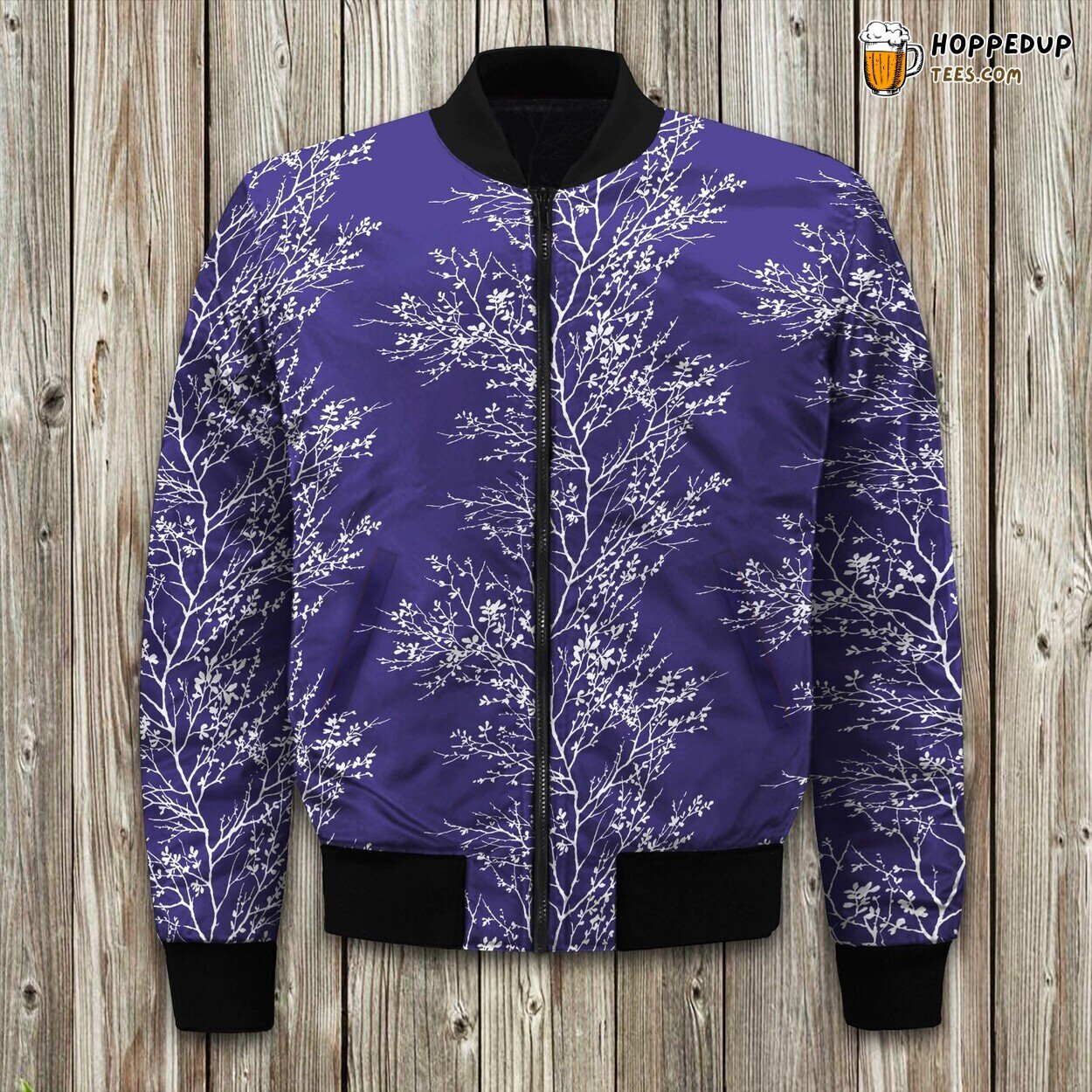 Ave Foliage Dark Blue Bomber Jacket