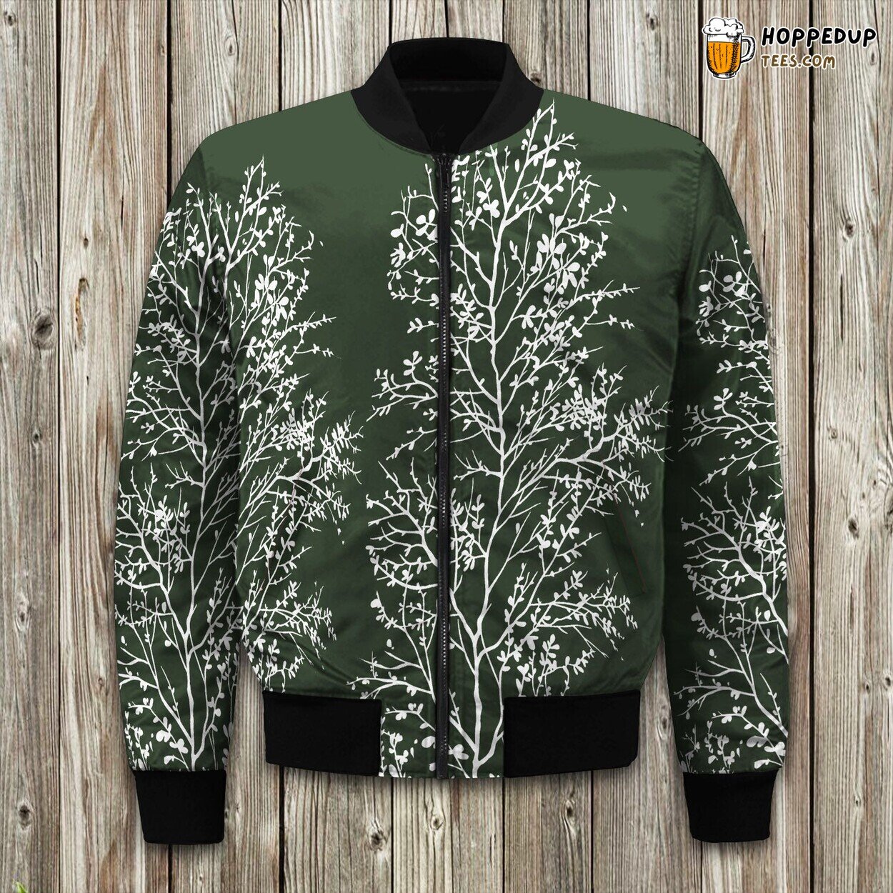 Ave Foliage Green Bomber Jacket Winter Style Comfort Fit Luxe