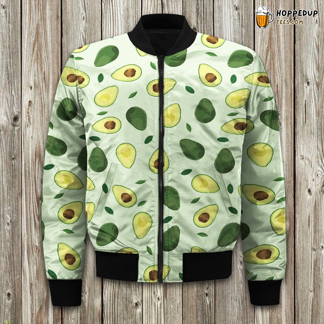 Avocado Inspired Bomber Jacket Green Creamy Winter Fashion Delight