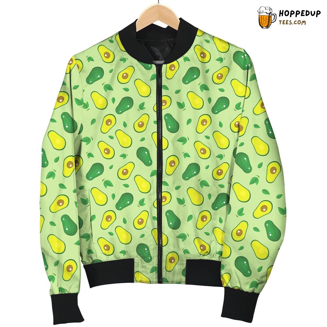Avocado Pattern On Green Bomber Jacket