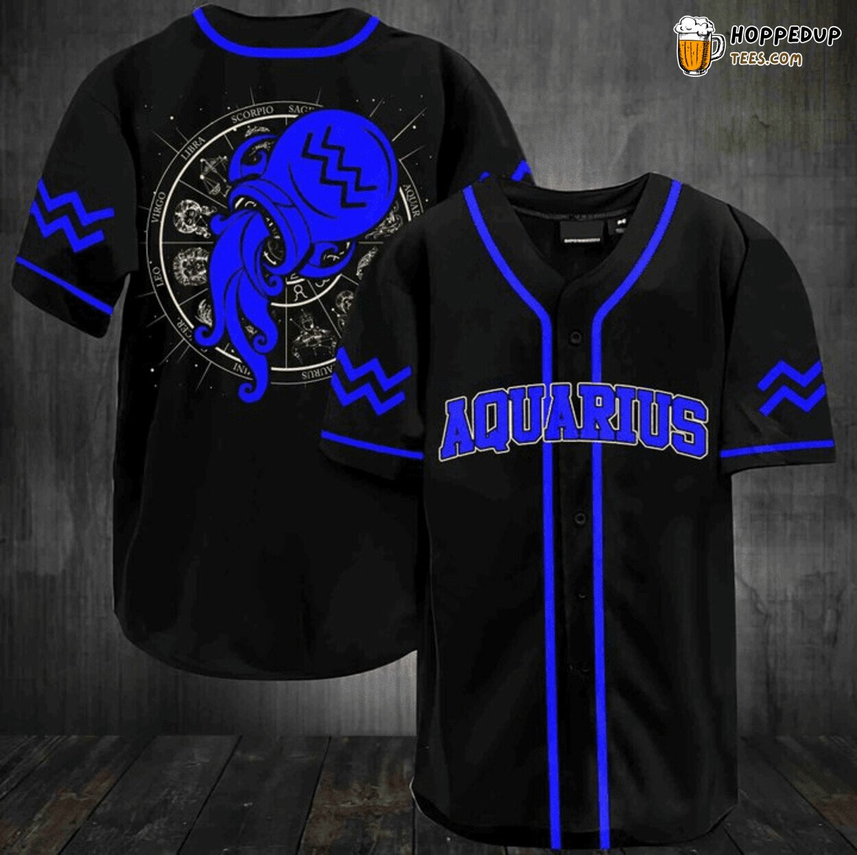 Awesome Aquarius Zodiac Blue Black Baseball Tee Jersey Shirts