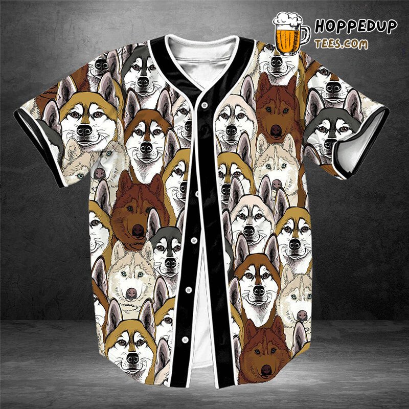 Awesome Siberian Husky Baseball Tee Jersey Shirt Printed 3D