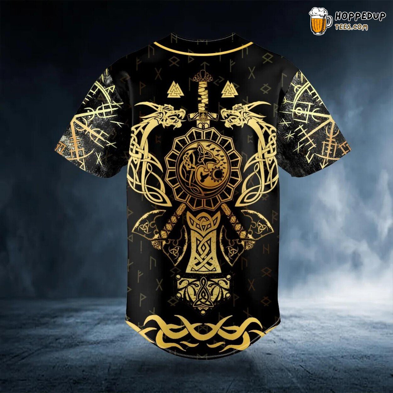 Axes Wolf Viking Tattoo Dragons Baseball Jersey Graphic Tees 3D Print