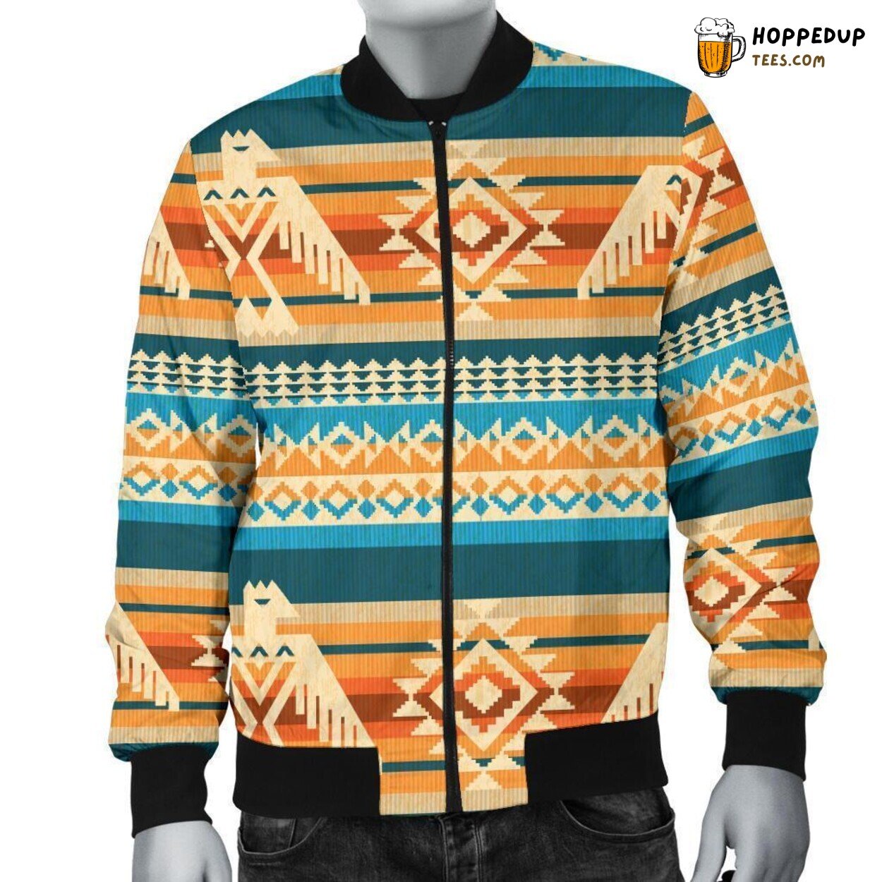 Aztec Eagle Print Pattern Men’s Bomber Jacket with Unique Design
