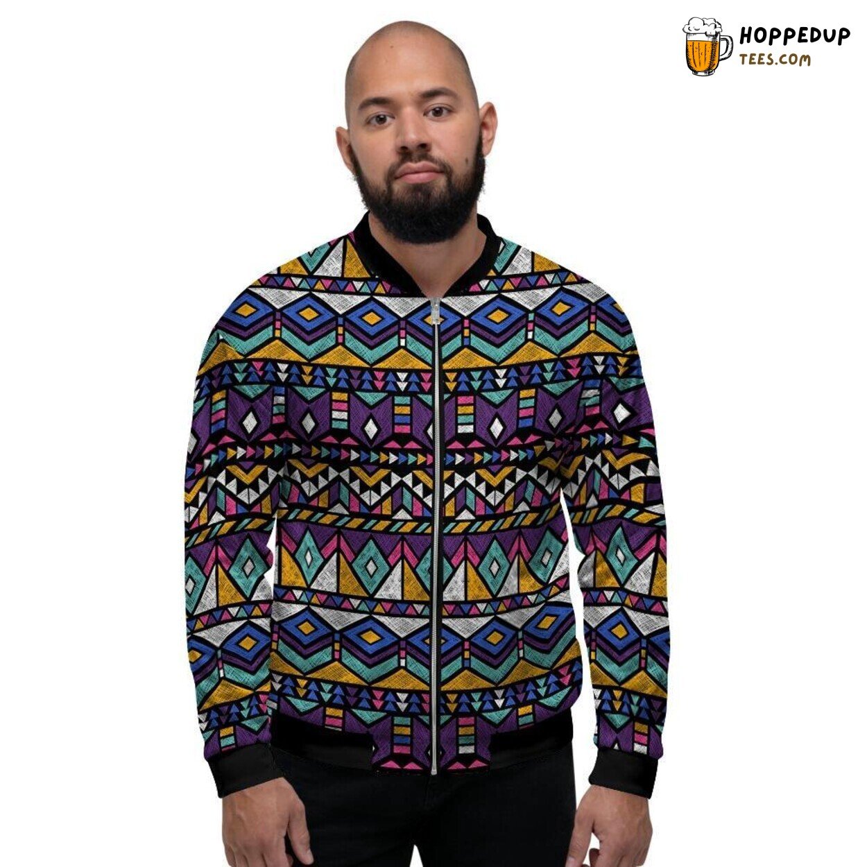 Aztec Geometric Patterns Cultural Display Men’s Bomber Jacket Artistic Heritage Aztec Geometric Patterns Cultural Display Men’s Bomber Jacket Artistic Heritage