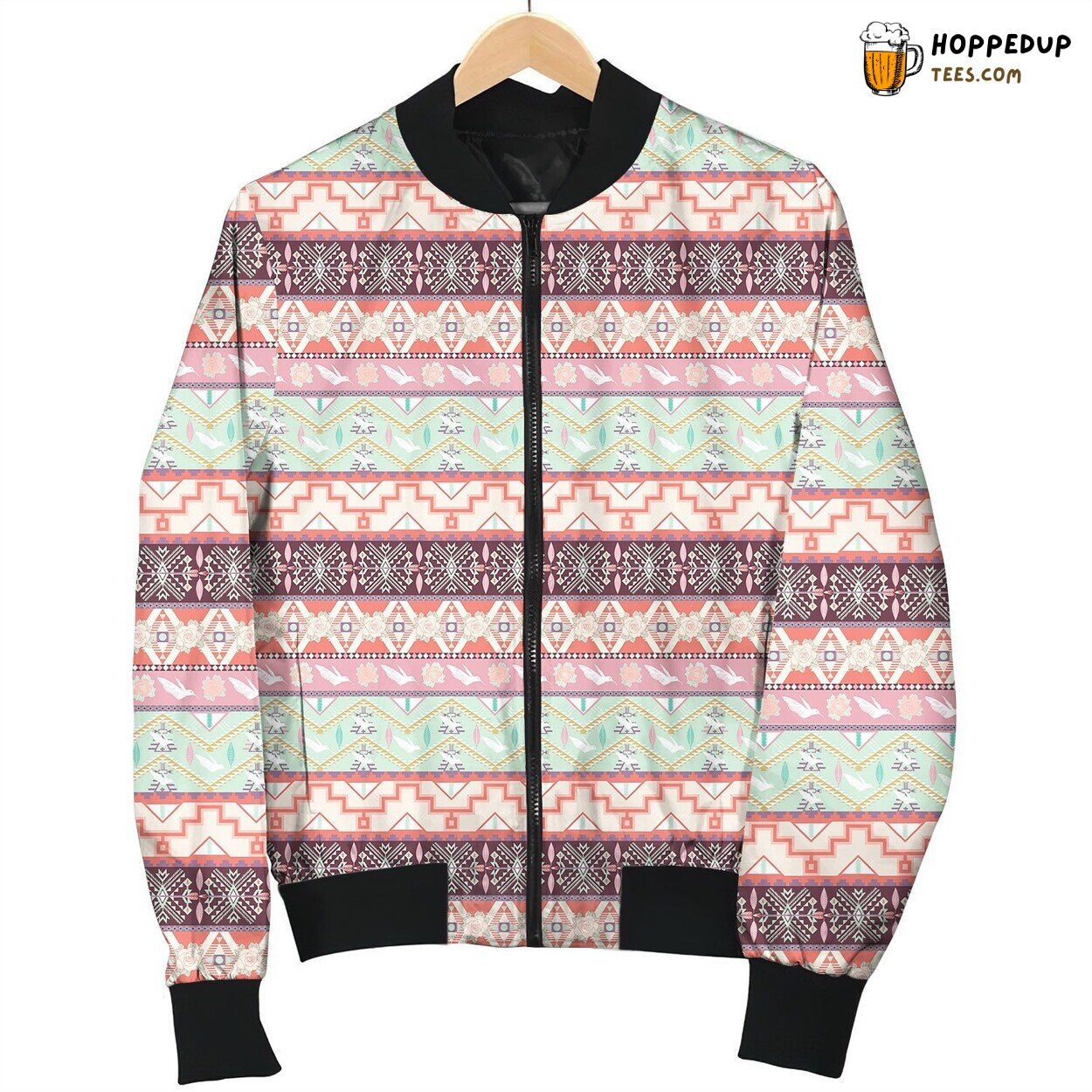 Aztec Mint And Teal Bomber Jacket