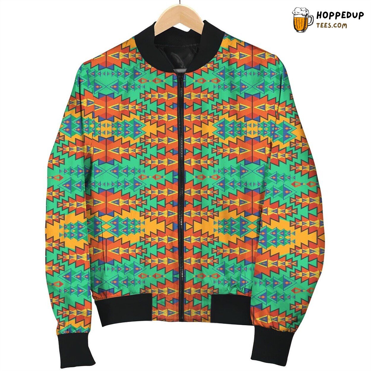 Aztec Textured Colorful Bomber Jacket