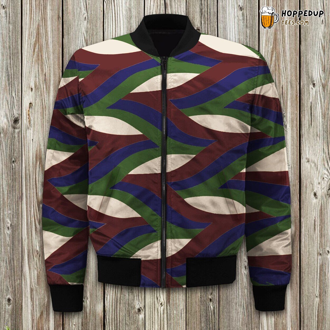 Azure Tidal Waves Winter Bomber Jacket Tailored Unique Elegance Precision Craft