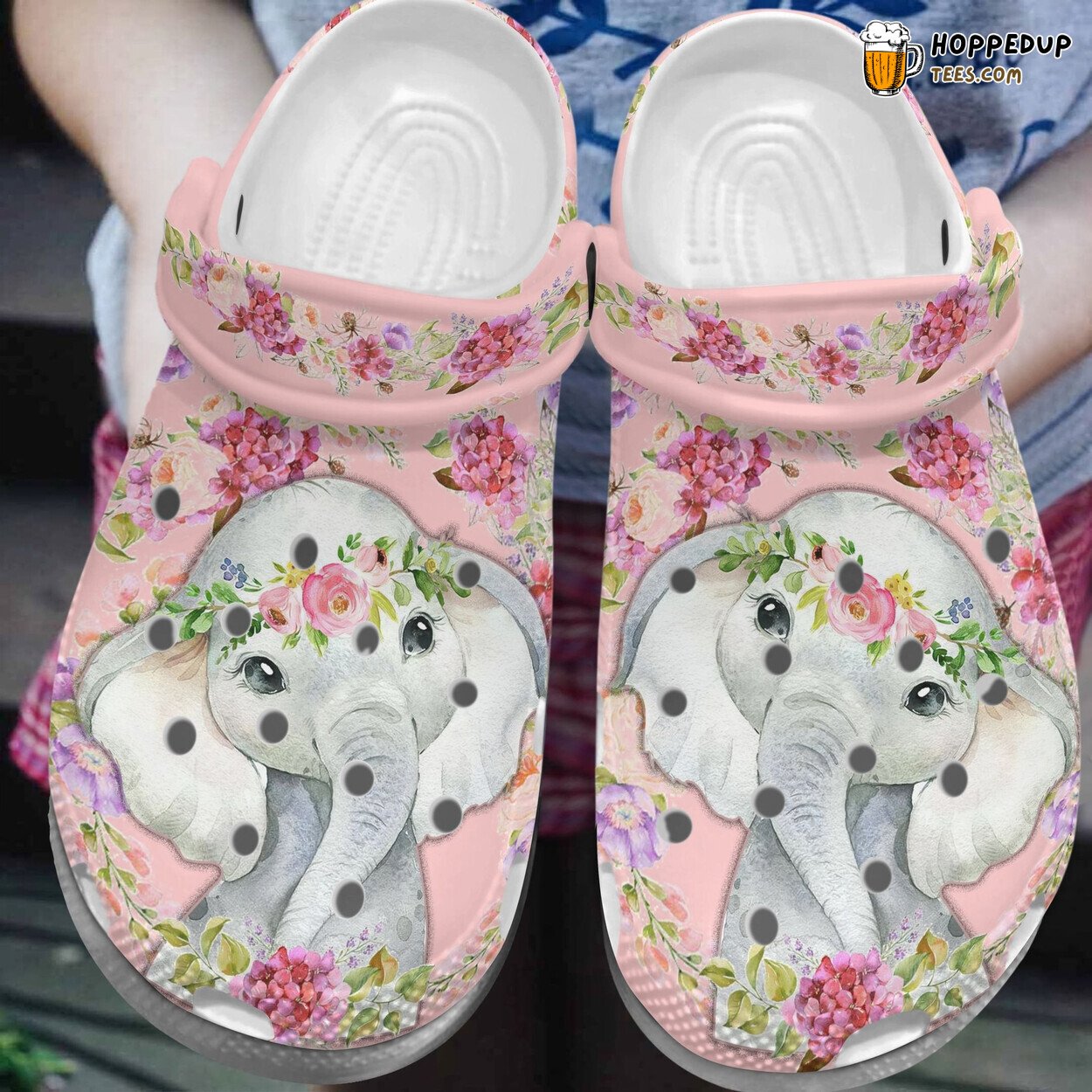 Baby Elephant Beautiful Wreath Theme Birthday Gift Clogs Shoes