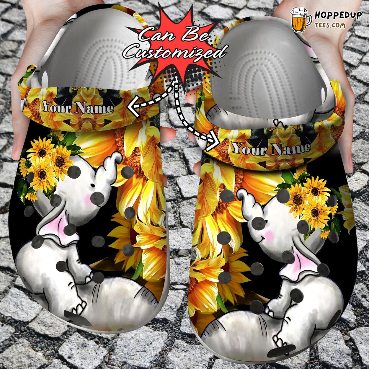 Baby Elephant Sunflower Personalized Comfortable Unique Clog Shoes