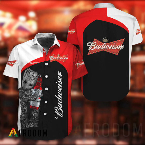 Baby Groot Budweiser Hawaii Button Shirt HU