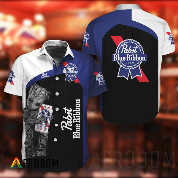 Baby Groot Pabst Blue Ribbon Hawaii Button Shirt HU