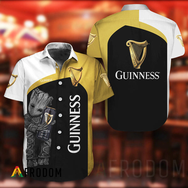 Baby Groot Print Guinness Button Shirt HU