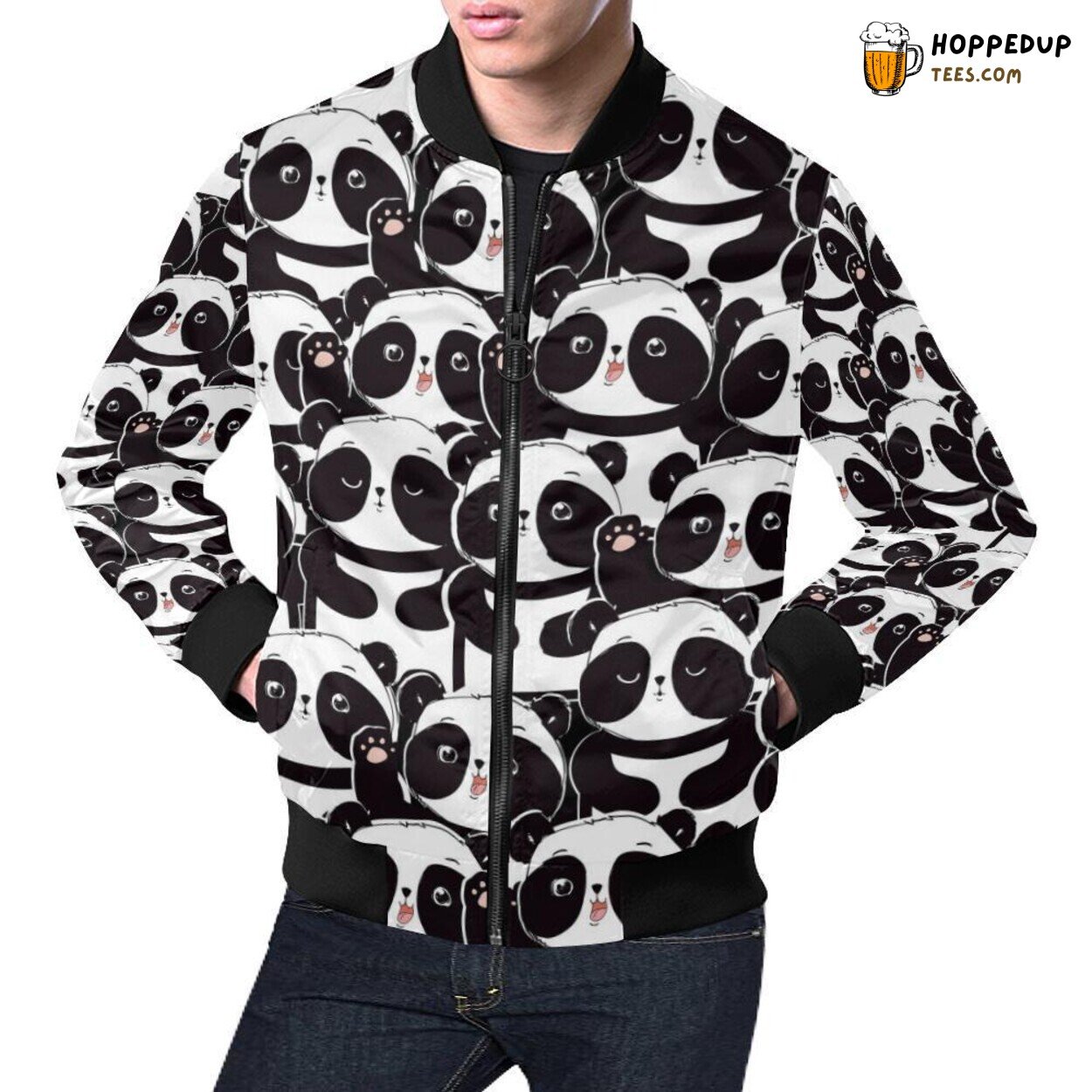 Baby Panda Animal Pattern Print Men’s Bomber Jacket Stylish