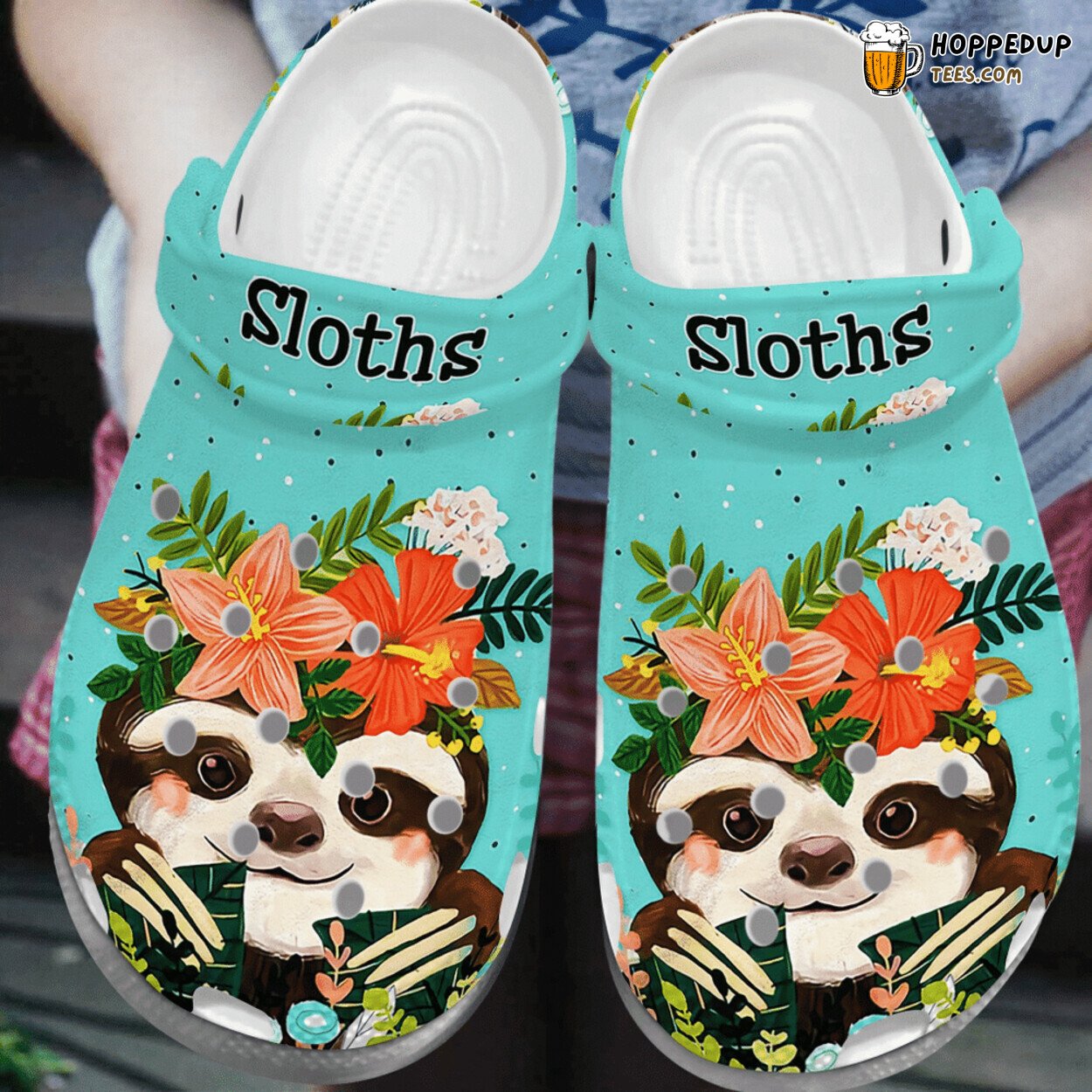 Baby Sloth Flower Crown Animal Lover Rubber Clog Shoes Comfy Footwear Gift